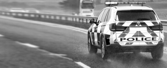 Police patrol vehicle on motorway